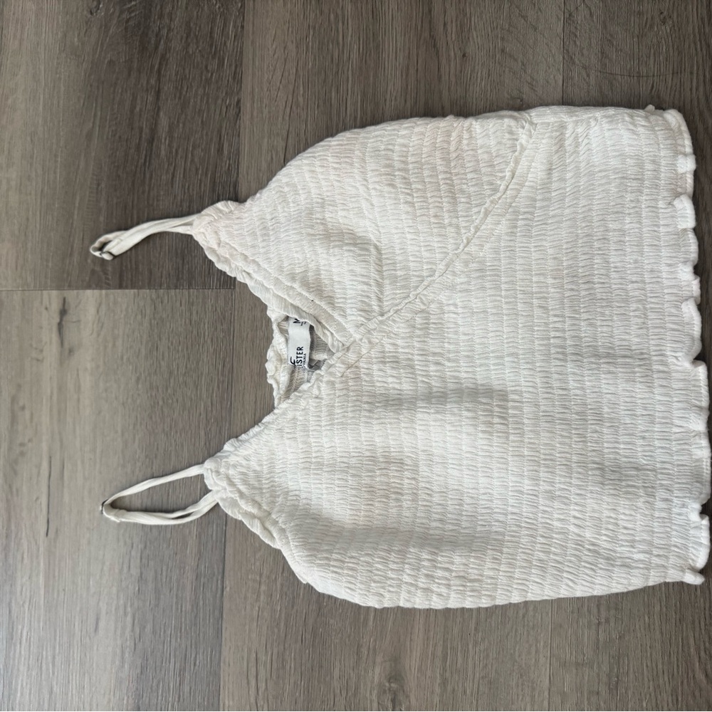 Hollister Cream Textured Sleeveless Top
